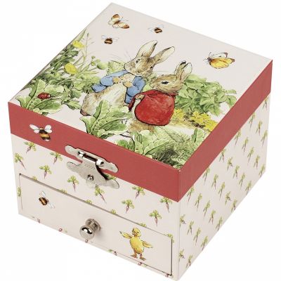 Boîte à bijoux musicale cube Pierre Lapin carotte  par Trousselier