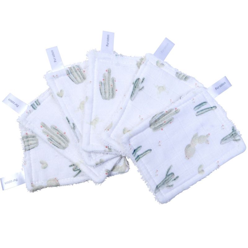 Lot de 6 lingettes lavables Cactus (8 x 11 cm) Little Crevette