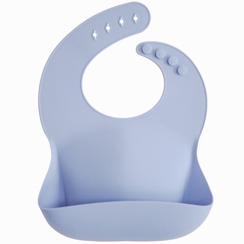 Bavoir à poche en silicone Powder blue Mushie