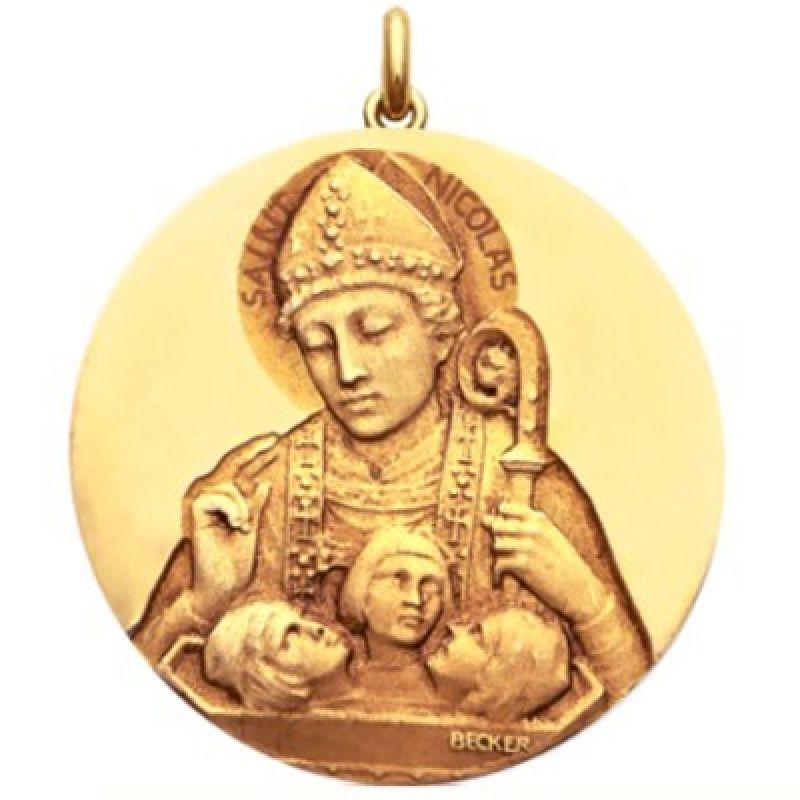 Médaille Saint Nicolas (or jaune 750°) Becker
