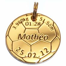 Médaille de naissance ballon de foot (plaqué or jaune)  par Alomi