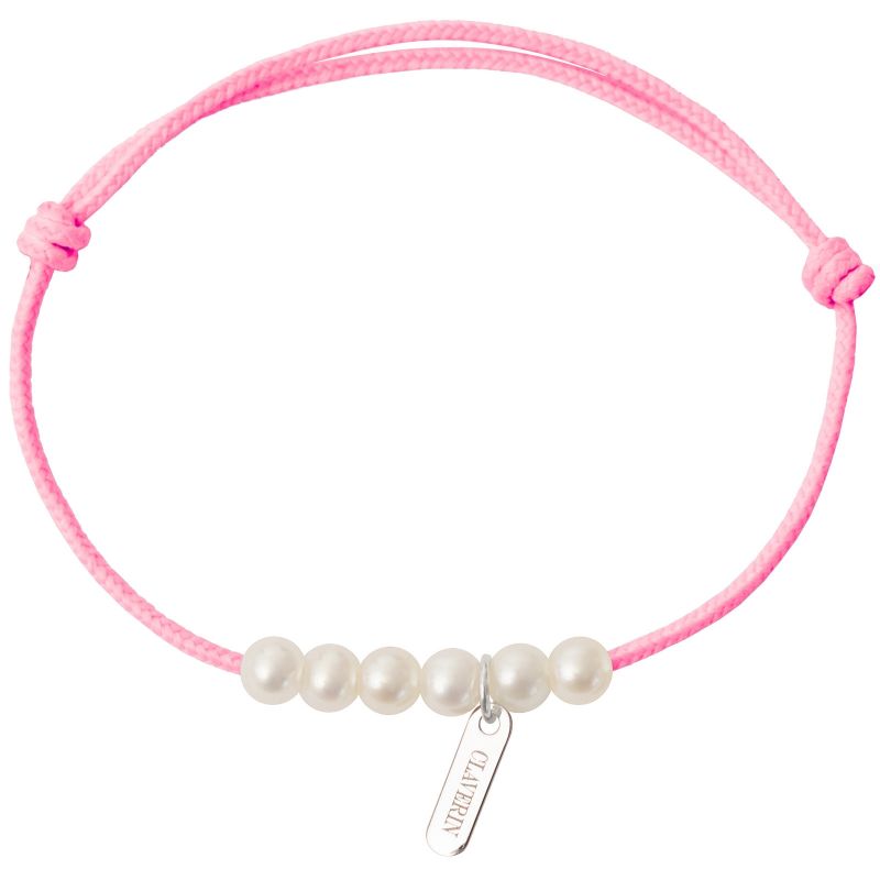 Bracelet enfant Baby little treasures cordon baby rose 6 perles blanches 3 mm (or blanc 750°) Claverin