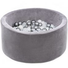 Piscine à balles ronde velours gris personnalisable (90 x 40 cm)  par Misioo