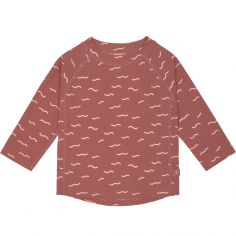 Tee-shirt anti-UV manches longues Vagues bois de rose (12 mois)