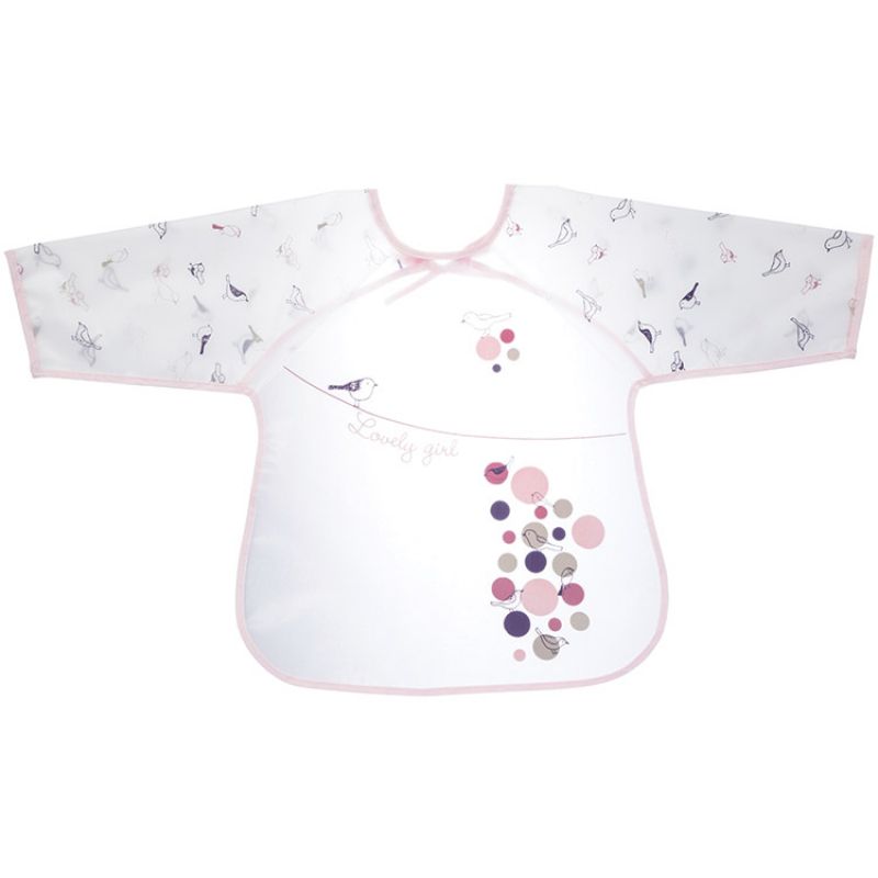 Bavoir à manches Birdy Girl rose Babycalin