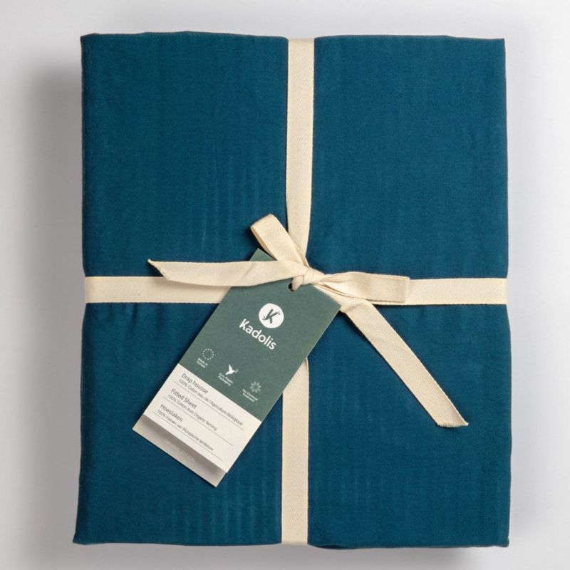 Drap housse pur coton Bleu nuit (60 x 120 cm) Kadolis Packaging 4