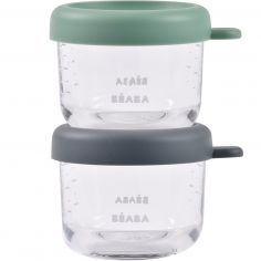 Lot de 2 portions verre 150 ml Mineral-Sage green - Béaba