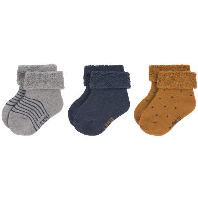 Lot de 3 paires de chaussettes bébé en coton bio bleu (pointure 15-18)  par Lässig 