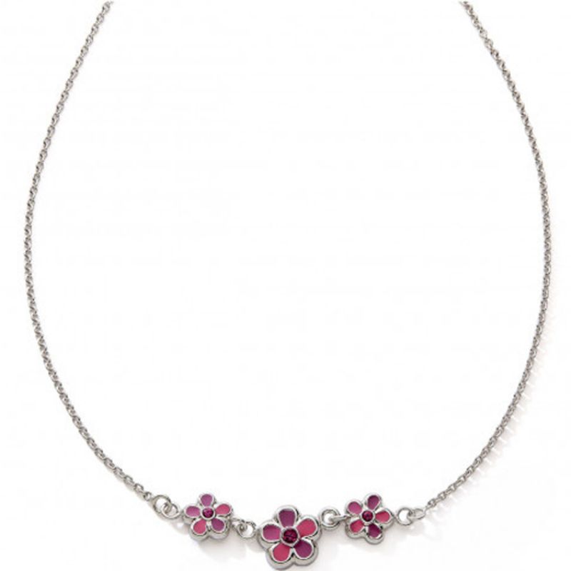 Collier 3 fleurs laqué 33 + 3 cm (argent) Baby bijoux