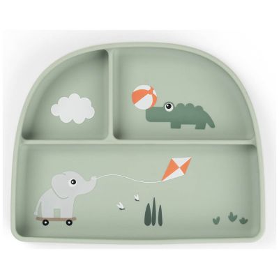Assiette à compartiments ventouse Playground Vert Done by Deer