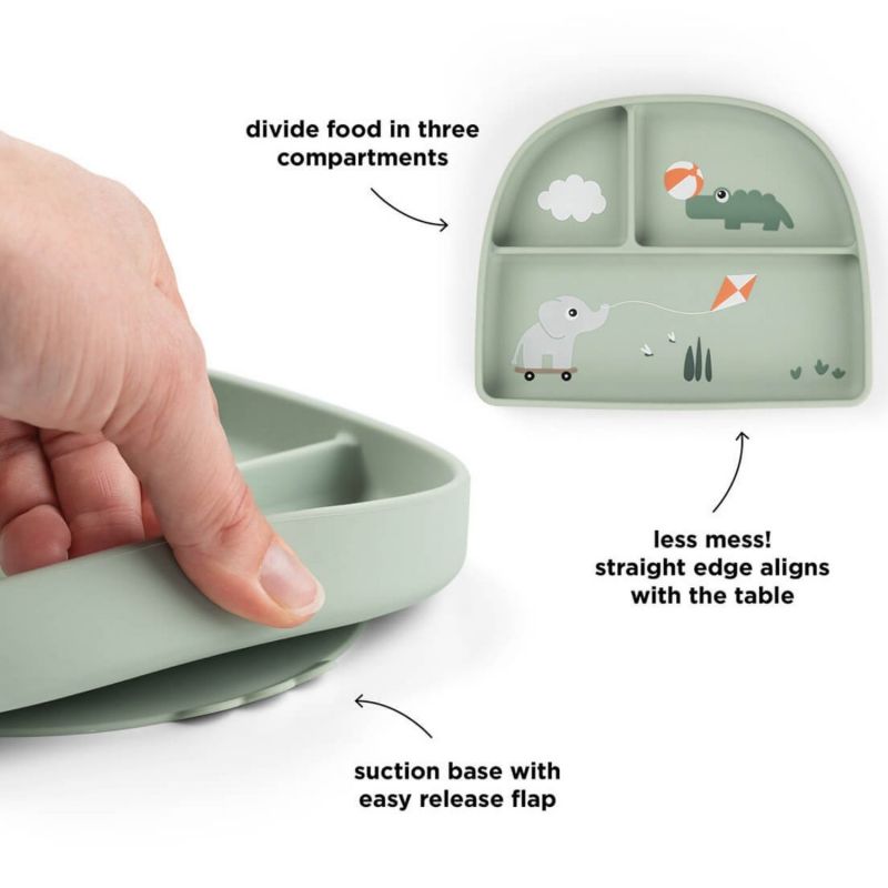 Assiette à compartiments ventouse Playground Vert Done by Deer Produit 3