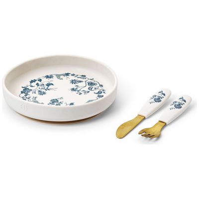 Set assiette et cuillère en silicone Garden Leo Toile Elodie Details