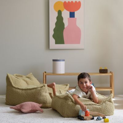 Fauteuil pouf et repose-pieds Matcha molletonné