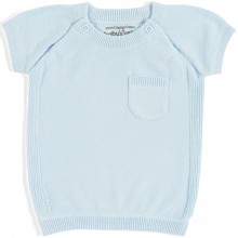 Pull manches courtes bleu ciel (1 mois : 56 cm)  par Baby's Only