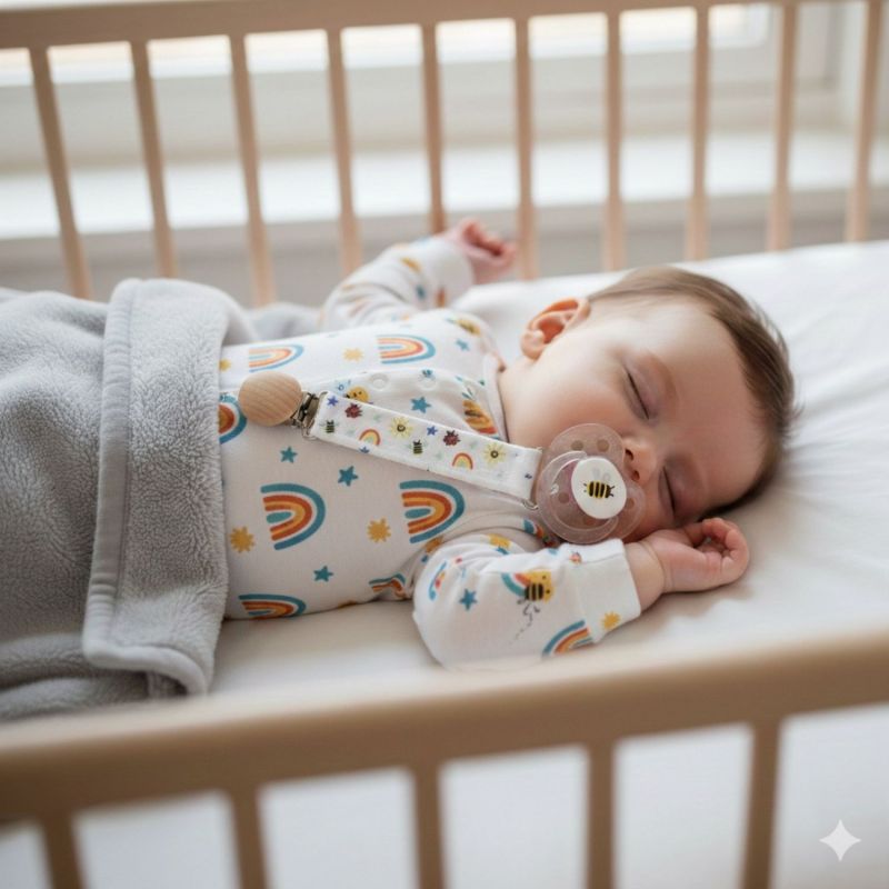 Attache-sucette universel tissu Abeilles Le Biberon Français Ambiance 2