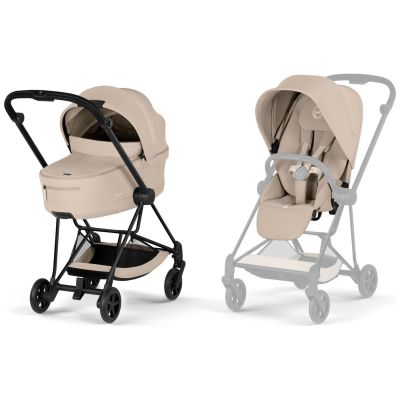 Duo MIOS 2026 Poussette citadine avec nacelle pliable et Châssis Matt Black Cozy Beige
