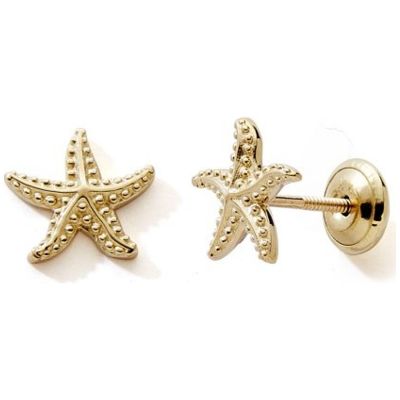 Boucles d'oreilles à vis Etoile de mer (or jaune 375°)