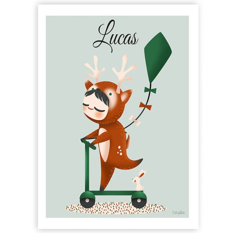 Affiche A4 Les adorables costumés Le cerf (personnalisable) Kanzilue