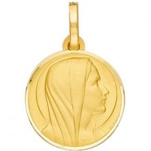 Médaille ronde Vierge auréolée 16 mm (or jaune 375°)  par Berceau magique bijoux