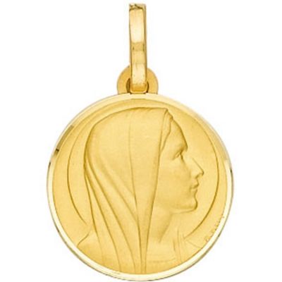 Médaille ronde Vierge auréolée 16 mm (or jaune 375°) Berceau magique bijoux