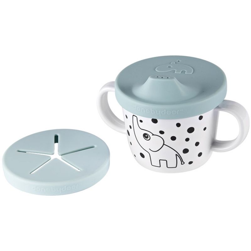 Tasse à bec 2 en 1 Happy Dots bleu (230 ml) Done by Deer