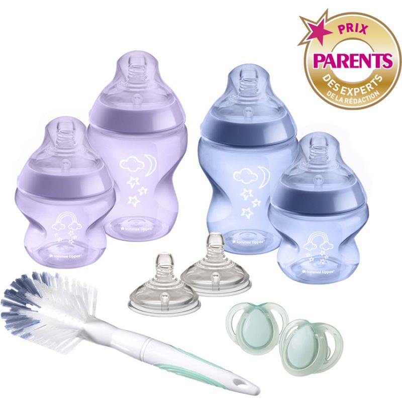 Coffret naissance sucette et biberon Closer to Nature rose Tommee Tippee