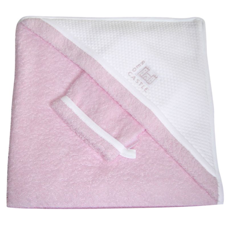 Sortie de bain avec gant rose et blanc (100 x 100 cm) Red Castle