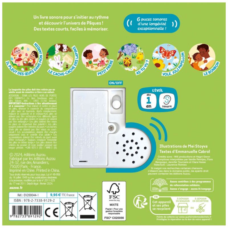 Livre Mes premiers sonores Mes comptines de pâques Auzou Editions Produit 4