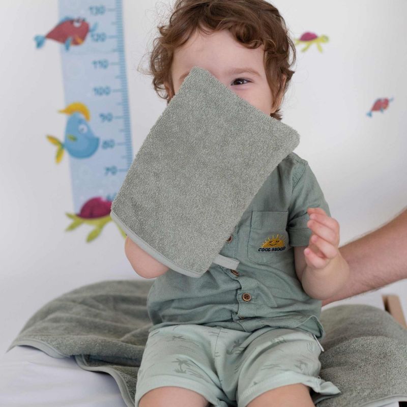 Gant de toilette en éponge Vert Trois Kilos Sept Ambiance 2