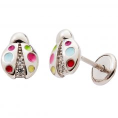 Boucles d'oreilles Coccinelles Oxydes (argent) - Baby bijoux