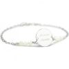 Bracelet chaîne perles nacres blanches personnalisable (argent 925) - Petits trésors