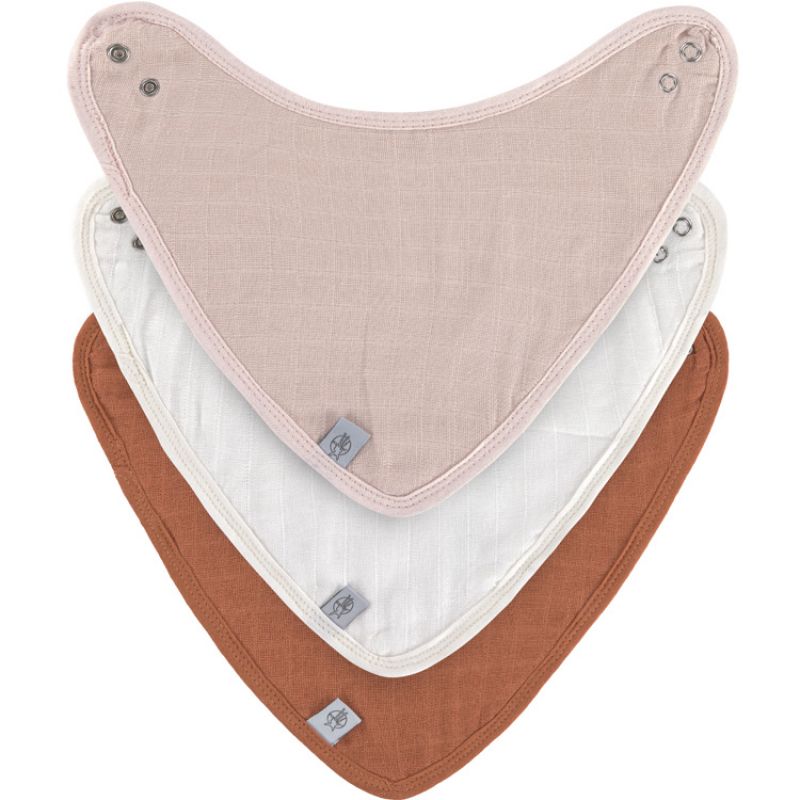 Lot de 3 bandanas en mousseline rose poudré, blanc cassé et rouille Lässig
