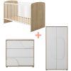 Trio Lit 70x140 cm et Commode 3 tiroirs + Armoire 2 portes Châtaignier naturel Basile Galipette Produit 1