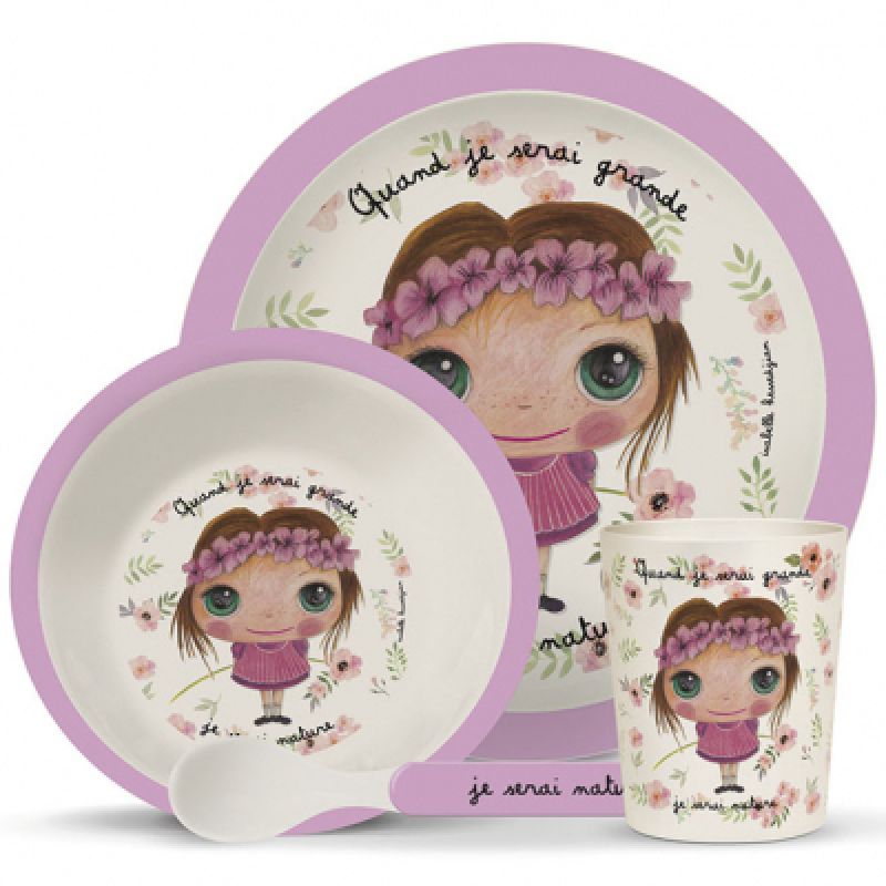 Coffret repas en bambou Quand je serai grande je serai nature (4 pièces) Isabelle Kessedjian