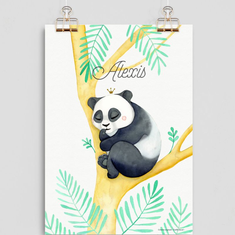 Affiche A4 Panda (personnalisable) Gaëlle Duval