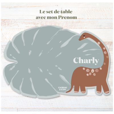 Set de table Feuille Brontosaure Paolo personnalisable Charlie et Suzie