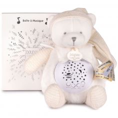 Veilleuse musicale projection d'étoiles ours blanc - Doudou et Compagnie