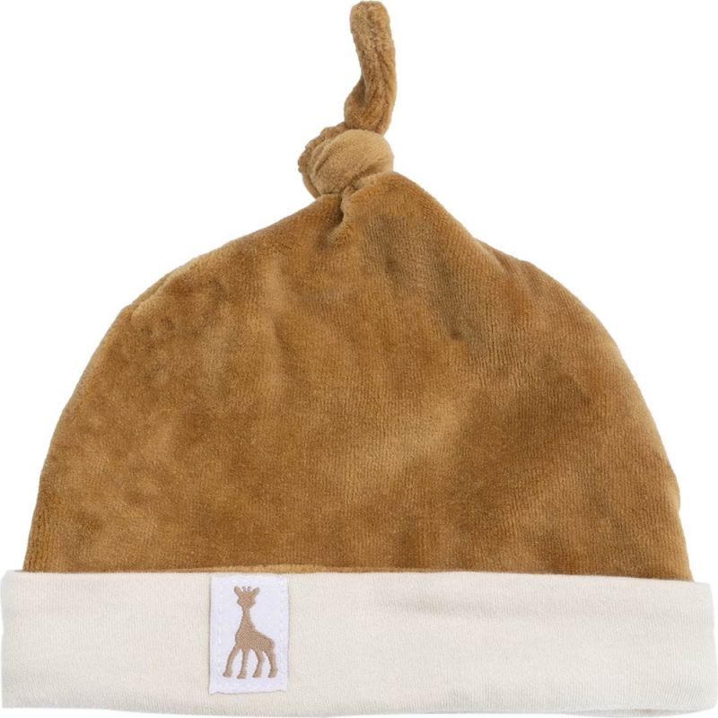 Bonnet de naissance en velours camel Sophie la girafe (1-3 mois) Trois Kilos Sept Produit 1