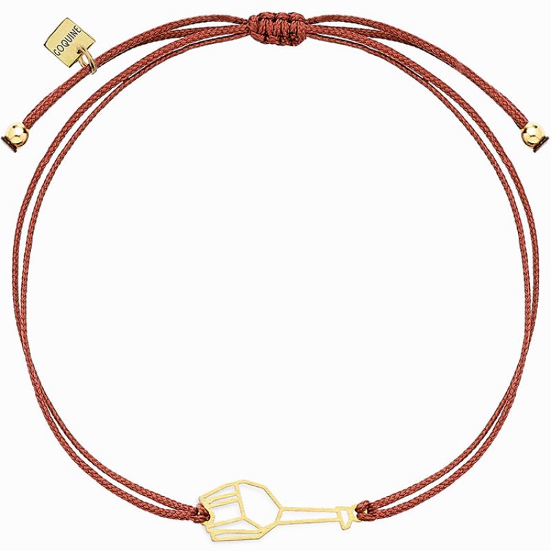 Bracelet sur cordon bordeaux girafe Origami (vermeil doré) Coquine