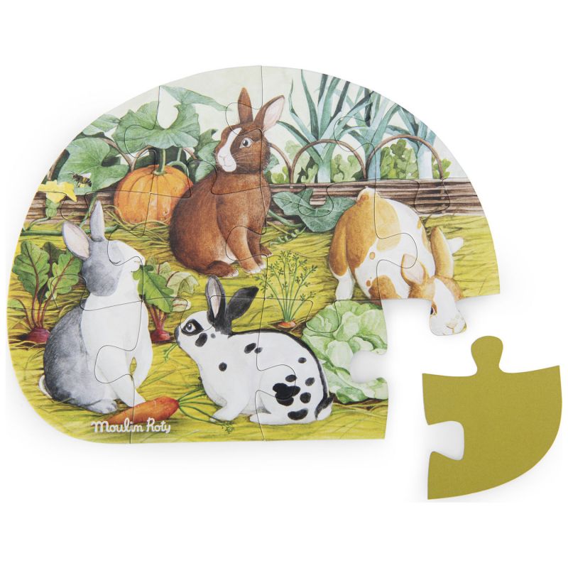 4 mini puzzles des animaux (4x12 pièces) Le Jardinier Le Jardin du Moulin Moulin Roty Produit 4