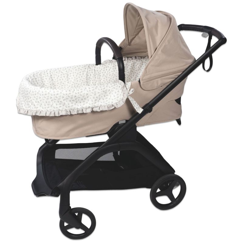 Housse de nacelle dual et Drap housse pour nacelle Little Bloom Fleurs Gris Pasito a pasito Produit 1