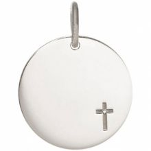 Médaille Petite Croix personnalisable 15 mm (or blanc 750°)  par Je t'Ador