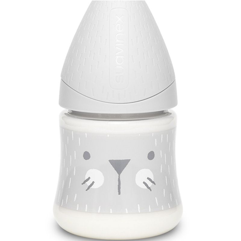 Biberon Hygge Baby moustaches lapin gris (150 ml) Suavinex