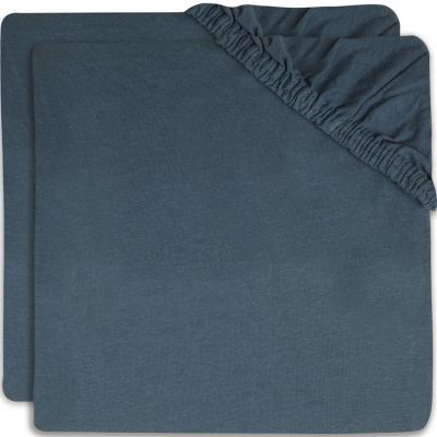 Lot de 2 draps housses de berceau bleu jean (40 x 80 cm)