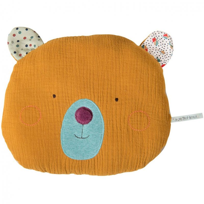 Coussin tête d'ours ocre Les jolis trop beaux (27 x 25 cm) Moulin Roty