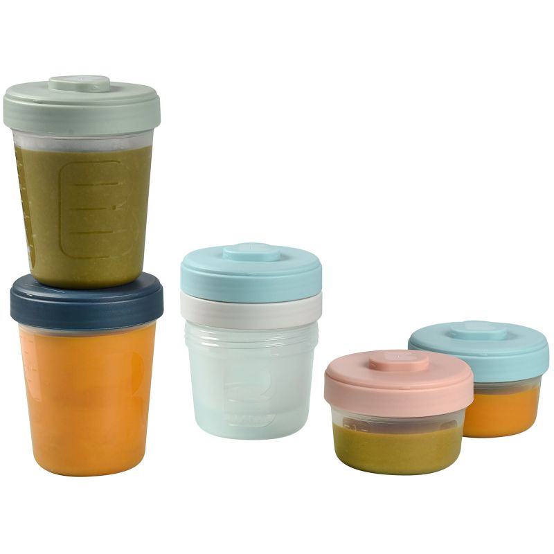 Lot de 6 pots de conservation bleu, rose et vert (90 ml, 150 ml et 250 ml) Béaba