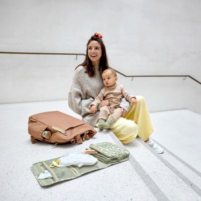 Sac à dos à langer Outdoor Rolltop amande