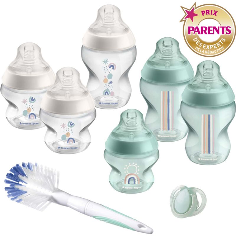 Coffret naissance 6 biberons Closer to Nature FFP vert Tommee Tippee