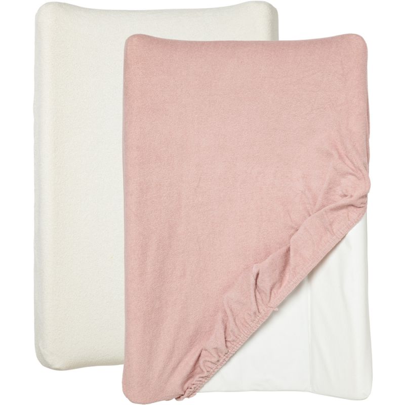 Lot de 2 housses de matelas à langer blanc + rose Babycalin