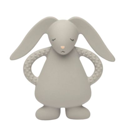 Lapin de dentition en caoutchouc naturel gris